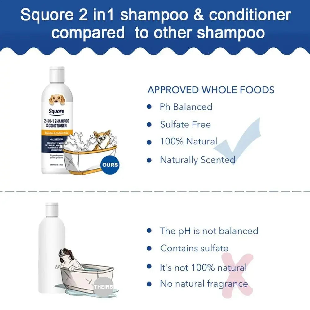 EURO VIBE Squore 2-in-1 Dog Shampoo & Conditioner – Natural, Tear-Free Care
