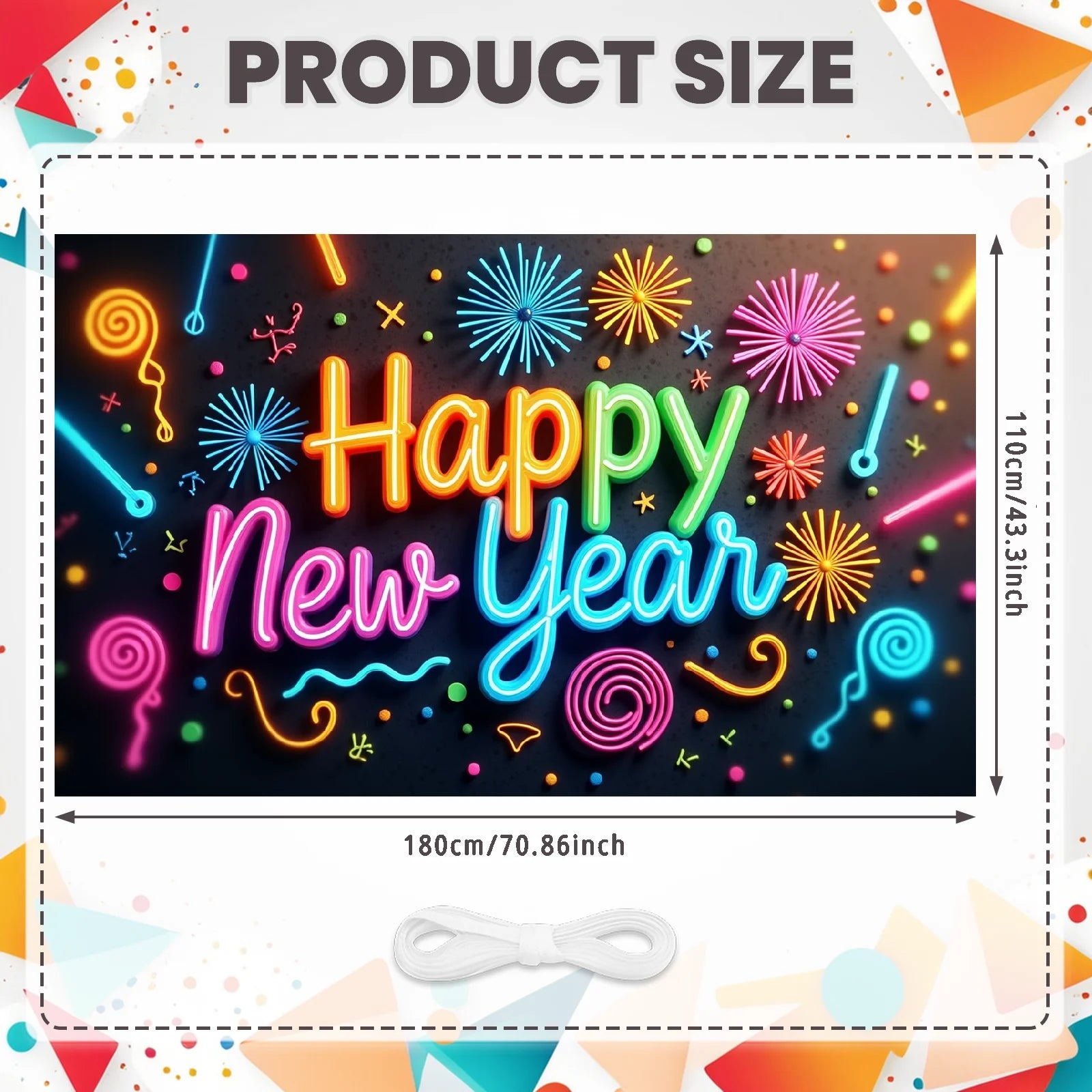 New Year 2026 Backdrop – Gold Party Banner for Photos | EURO VIBE