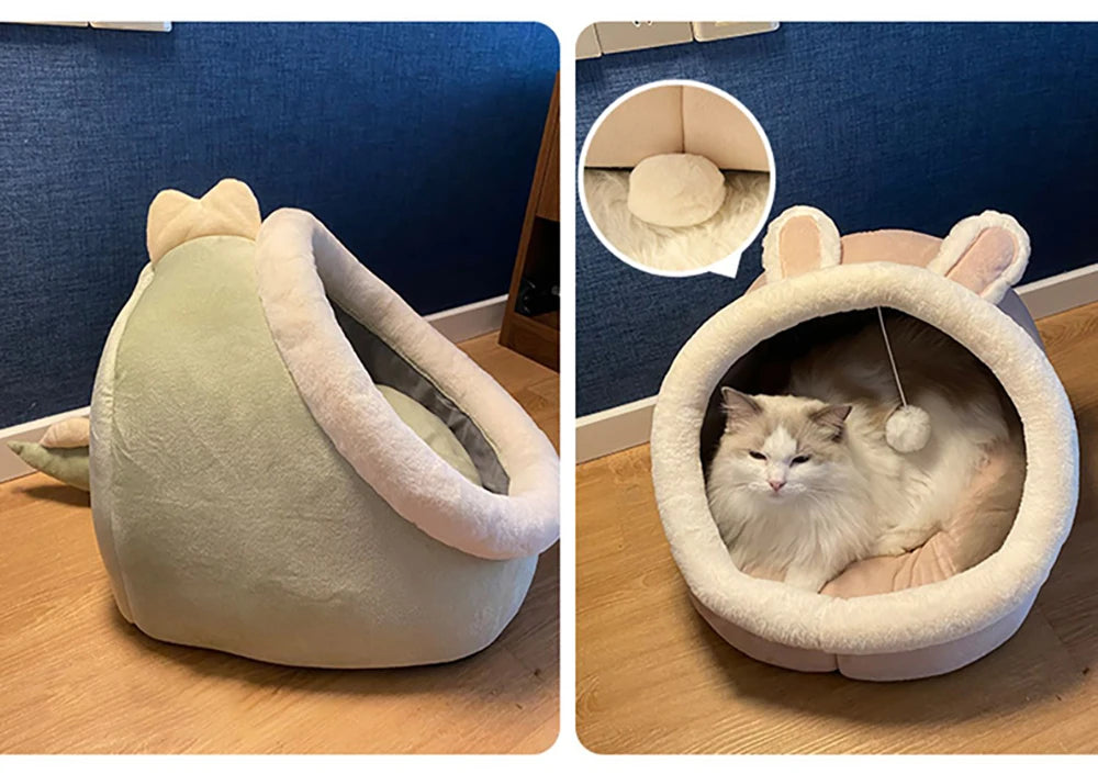 “Cozy Cat Cave Bed UK | EURO VIBE Plush Enclosed Cat House”