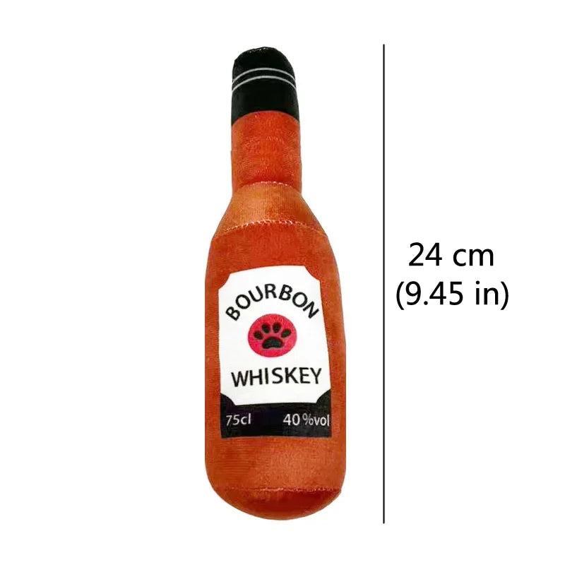 EURO VIBE Plush Dog Bottle Toys Set | Soft Squeaky Pet Chew Toys