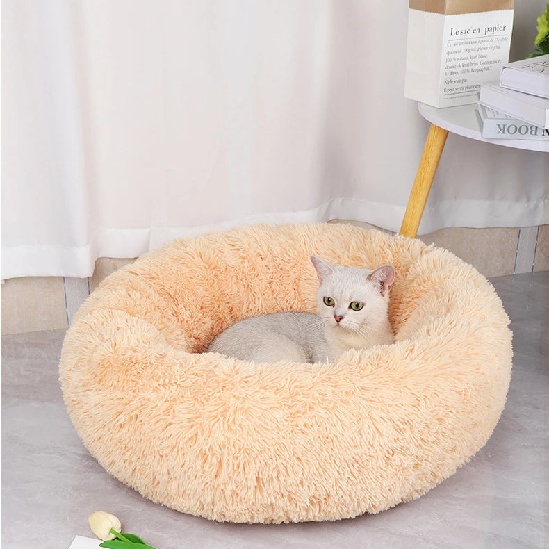 Fluffy Donut Cat Bed – Premium Soft Round Pet Cushion UK