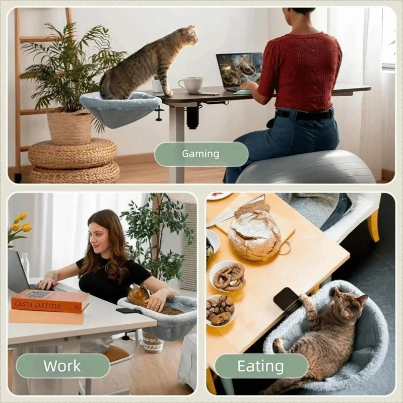 EURO VIBE Desk Mounted Cat Hammock | Space Saving Pet Bed