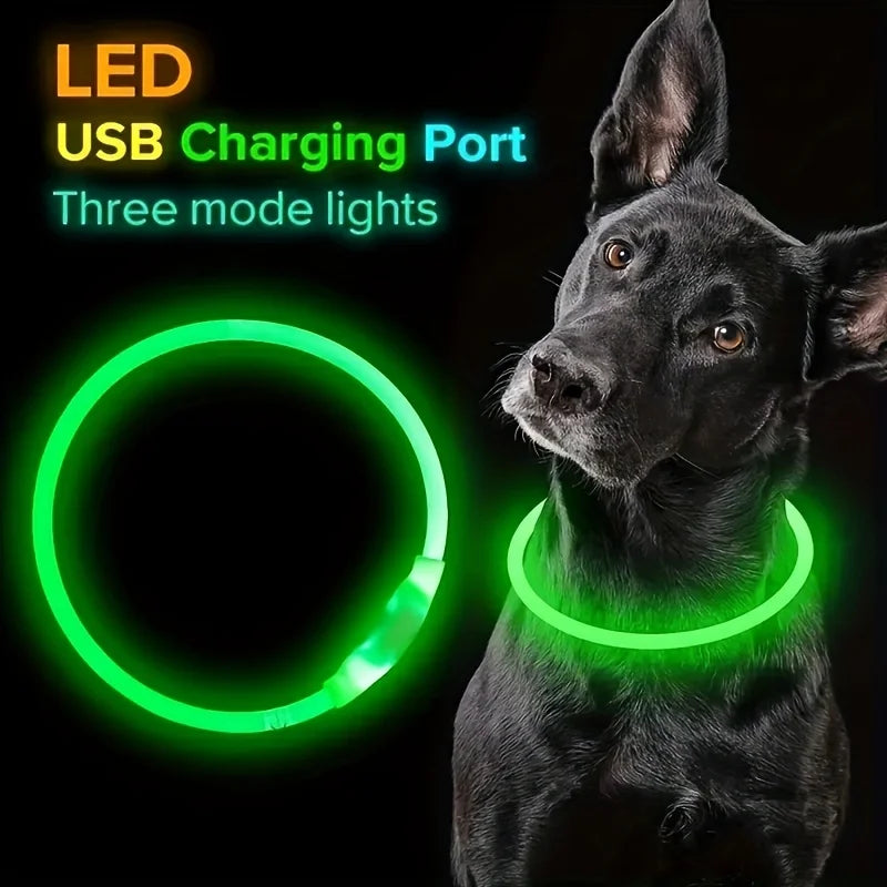 LED Glow Safety Dog Collar – Rechargeable Light Up Pet Neck Ring UK