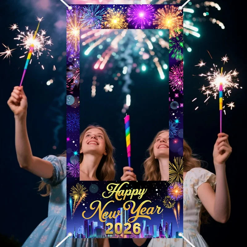 EURO VIBE New Year 2026 Photo Booth Frame – Party Decoration Prop
