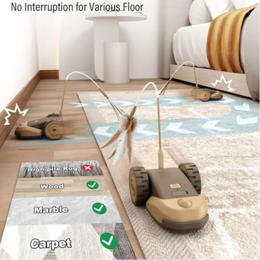 EURO VIBE Rolling Cat Teaser Toy | Feather Chase Play Set