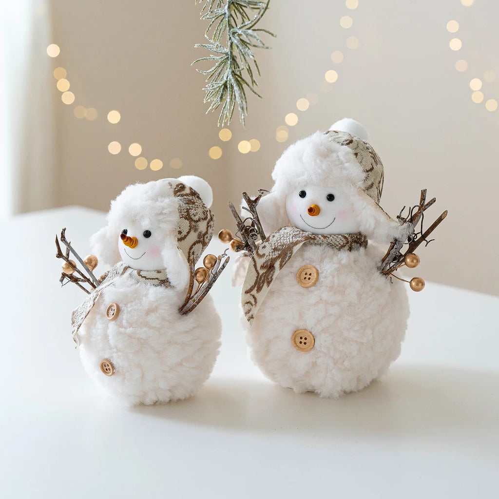 EURO VIBE Snowman Plush Decoration Set – Cute Christmas Table Ornaments