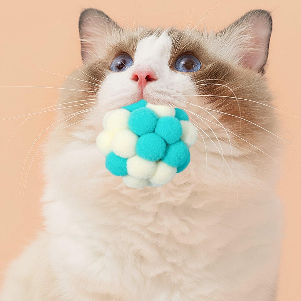 EURO VIBE Cat Pom Pom Ball Toys – Soft Interactive Play Balls UK