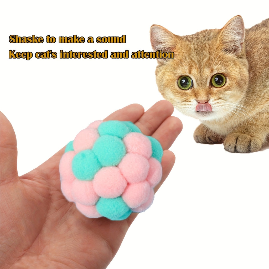 EURO VIBE Cat Pom Pom Ball Toys – Soft Interactive Play Balls UK