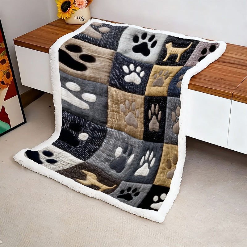 EURO VIBE Luxury Paw Print Dog Blanket – Soft Fleece Throw Warm & Cosy