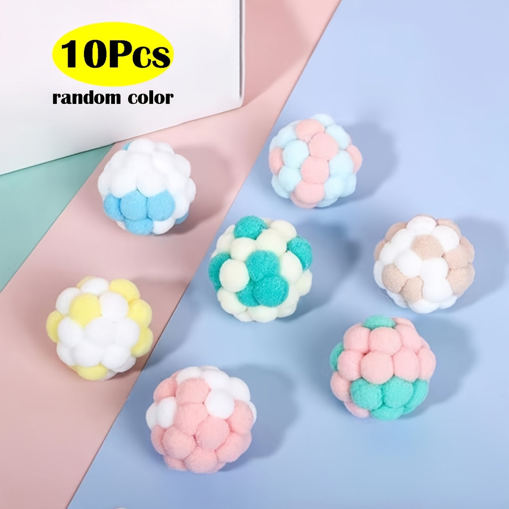 EURO VIBE Cat Pom Pom Ball Toys – Soft Interactive Play Balls UK